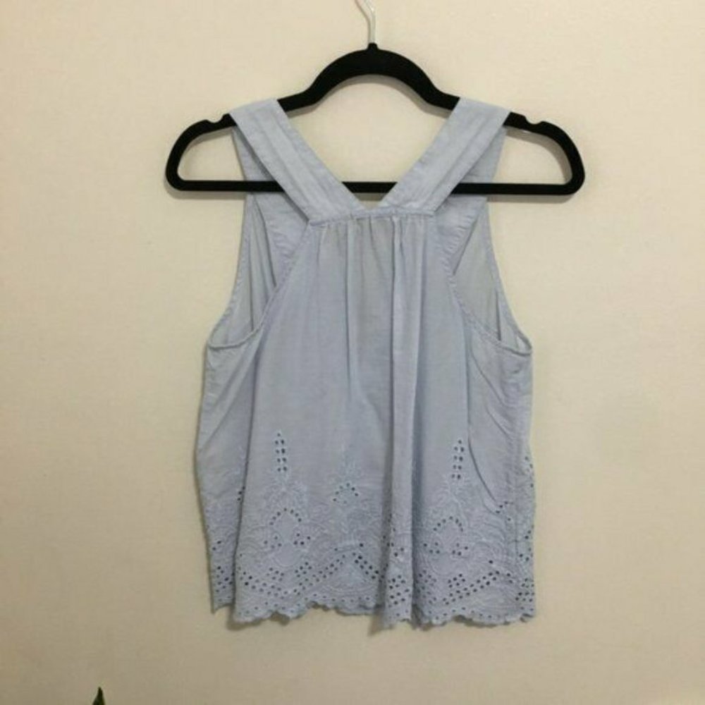 Split neck sleeveless eyelet embroidered top AM24 - Picture 4 of 4